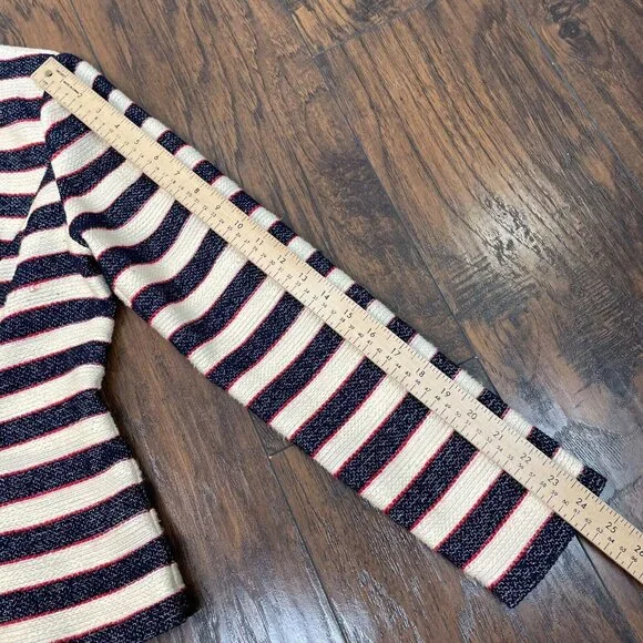 Cabi Cruise Jacket 6 Nautical Stripe Navy Blue Tweed Double Breasted Blazer - Picture 11 of 13